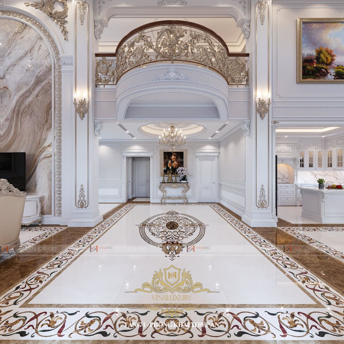 Nội thất biệt thự tân cổ điển 2 tầng 1 tum (CĐT: Mrs Dương - Hòa Bình) NT2318