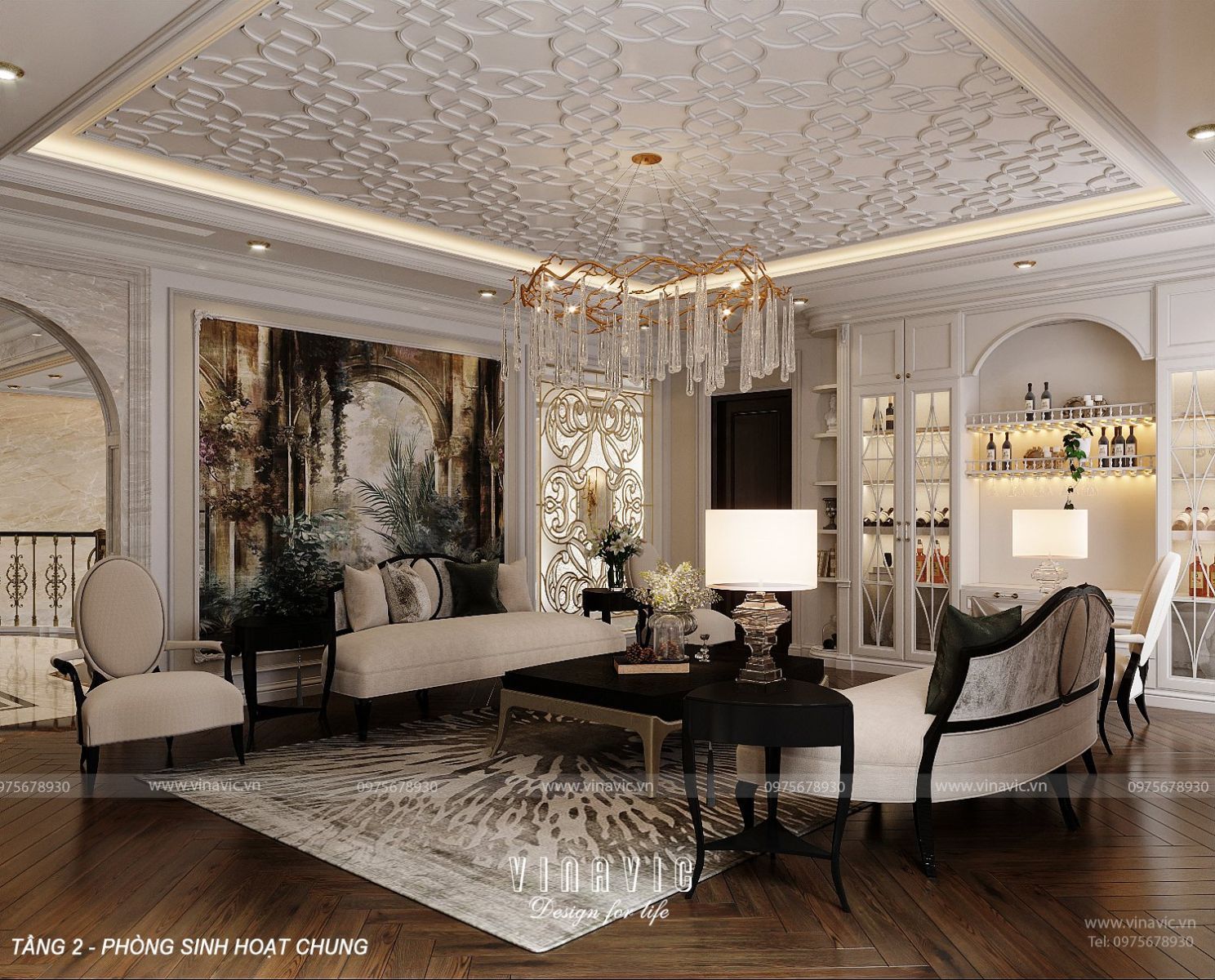 Thiết kế nội thất biệt thự Tân Cổ Điển 340m2 (CĐT: Mr Phú- Hà Tĩnh) NT2319