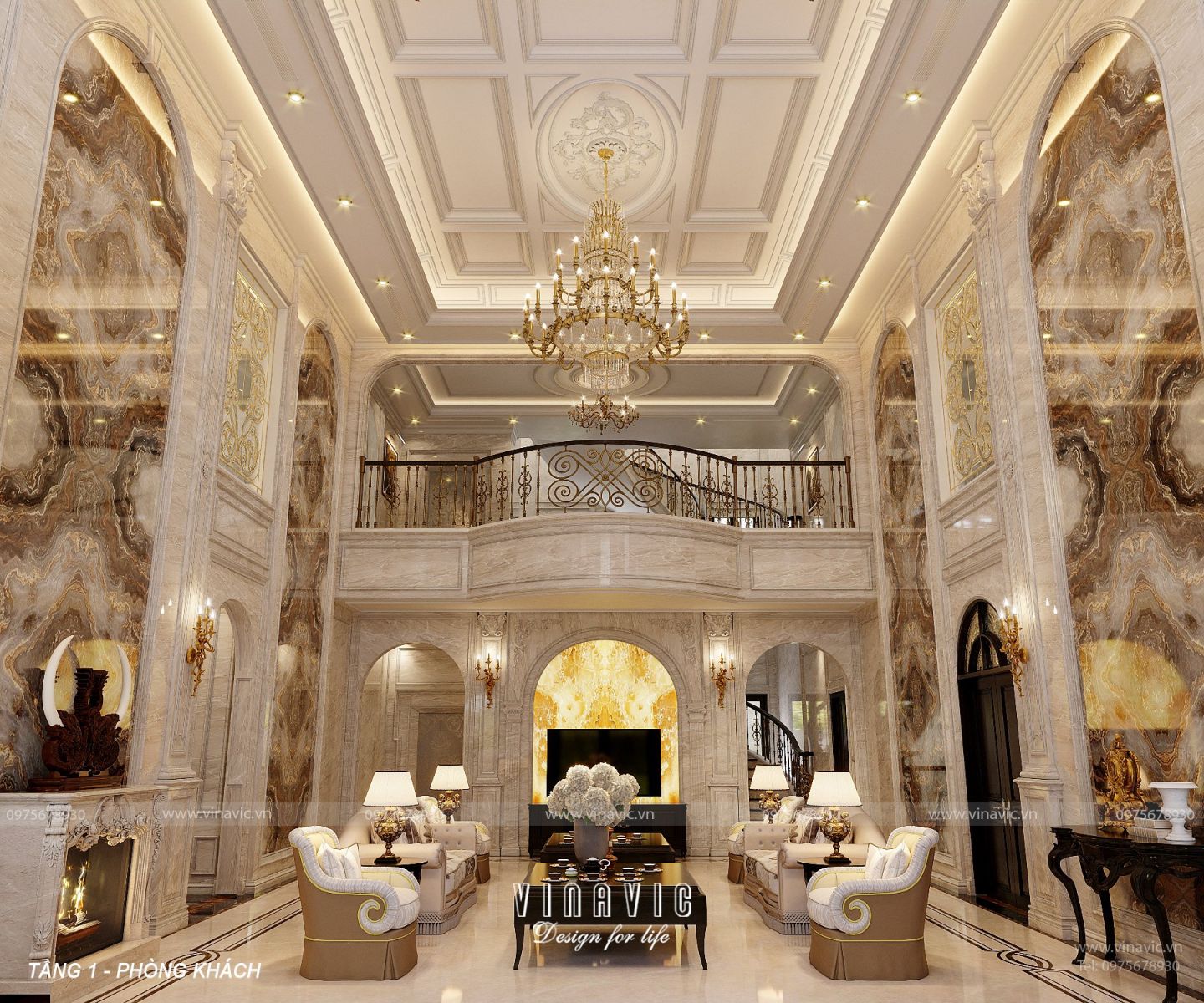 Thiết kế nội thất biệt thự Tân Cổ Điển 340m2 (CĐT: Mr Phú- Hà Tĩnh) NT2319