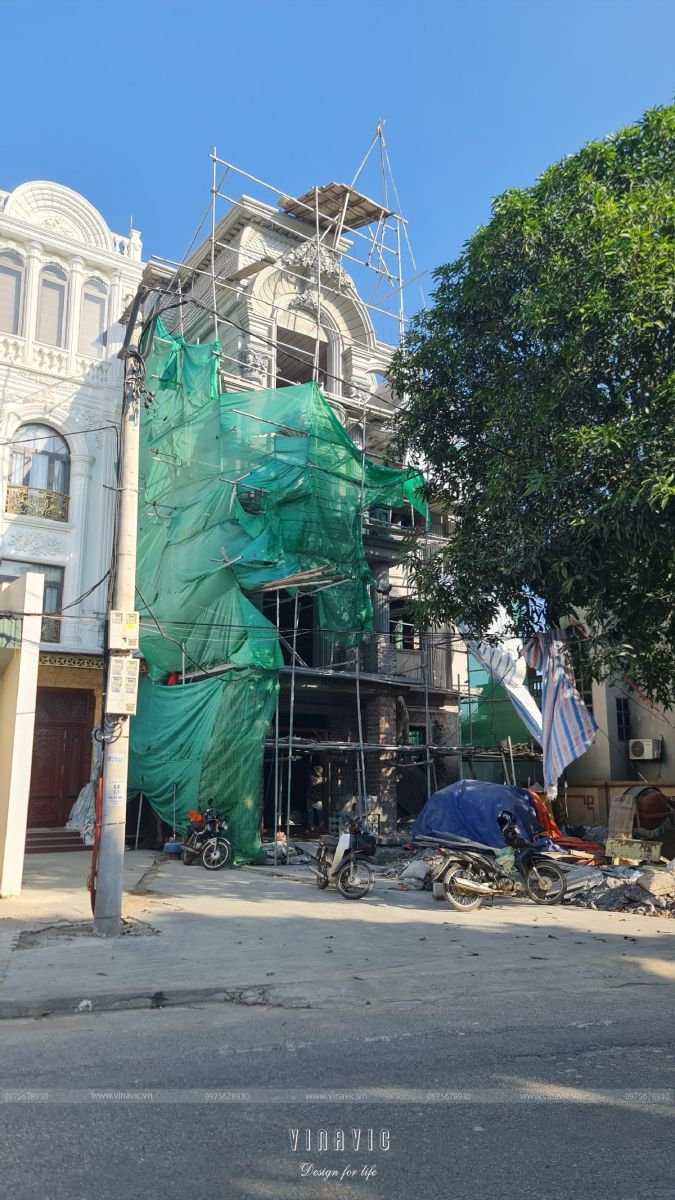 Thi công biệt thự tân cổ điển 4 tầng 1 hầm