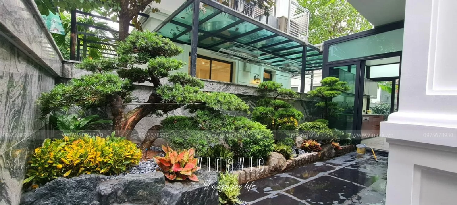 Mẫu nhà sân vườn đẹp ở nông thôn phong cách hiện đại