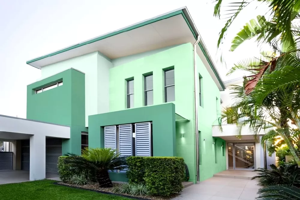 Sơn ngoại thất màu xanh lá la mắt lại vừa phong thủy