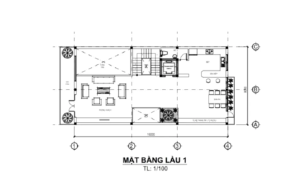 Mặt bằng lầu 1