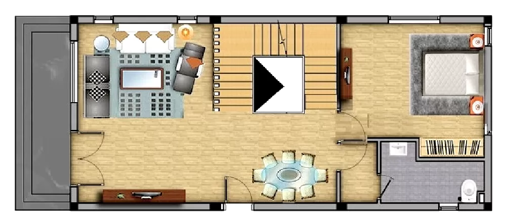 Tầng 2 mẫu nhà 2 tầng 6x13m