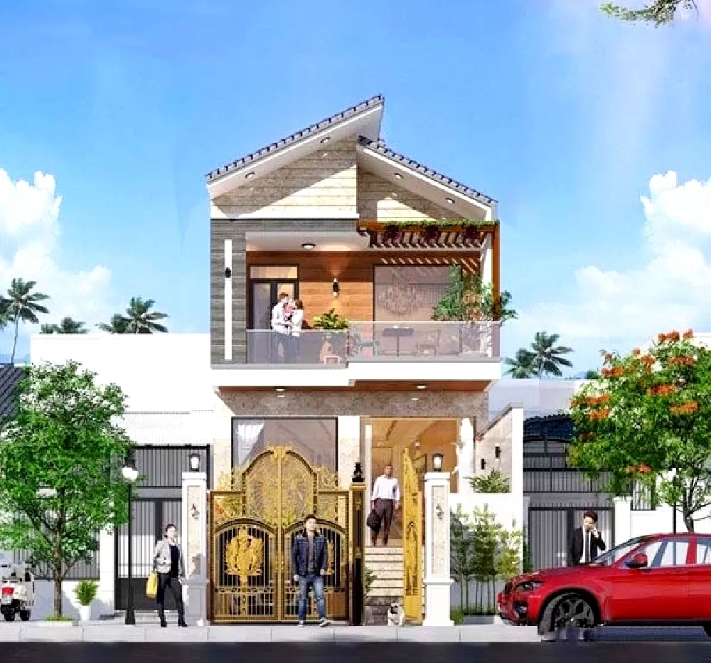 Mẫu nhà mái lệch hiện đại 6mx13m đẹp