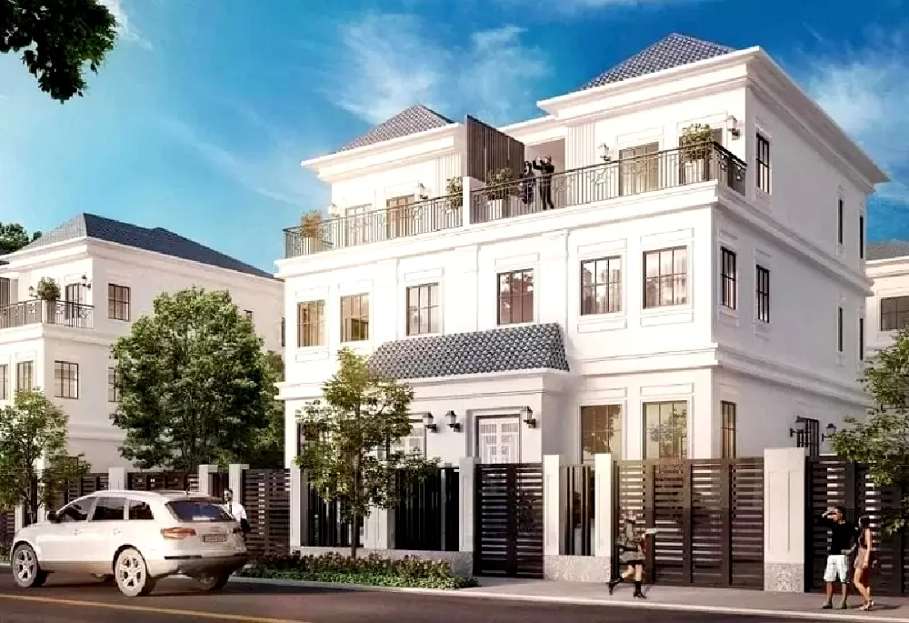 Thiết kế biệt thự song lập 2 tầng 1 tum tăng diện tích sử dụng