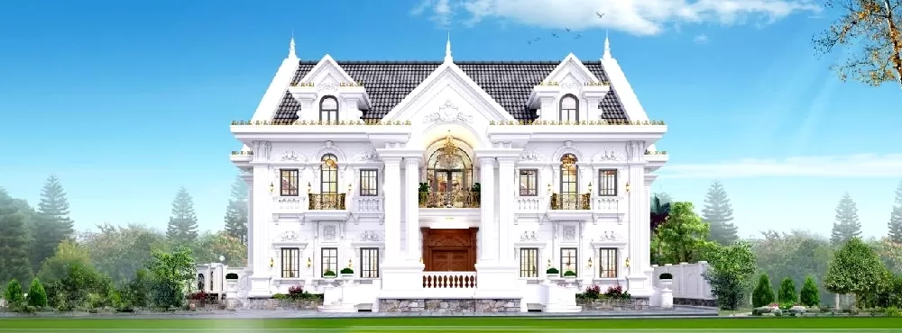 Thiết kế nhà biệt thự mặt tiền 13m mái thái đầy đủ tiện nghi