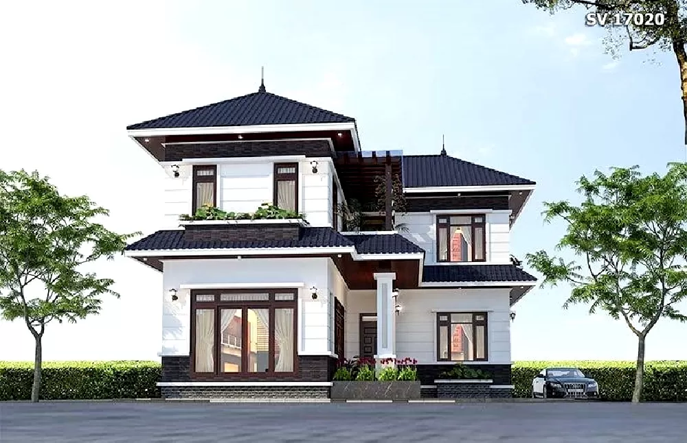 Mẫu biệt thự kiểu chữ L mặt tiền 13m