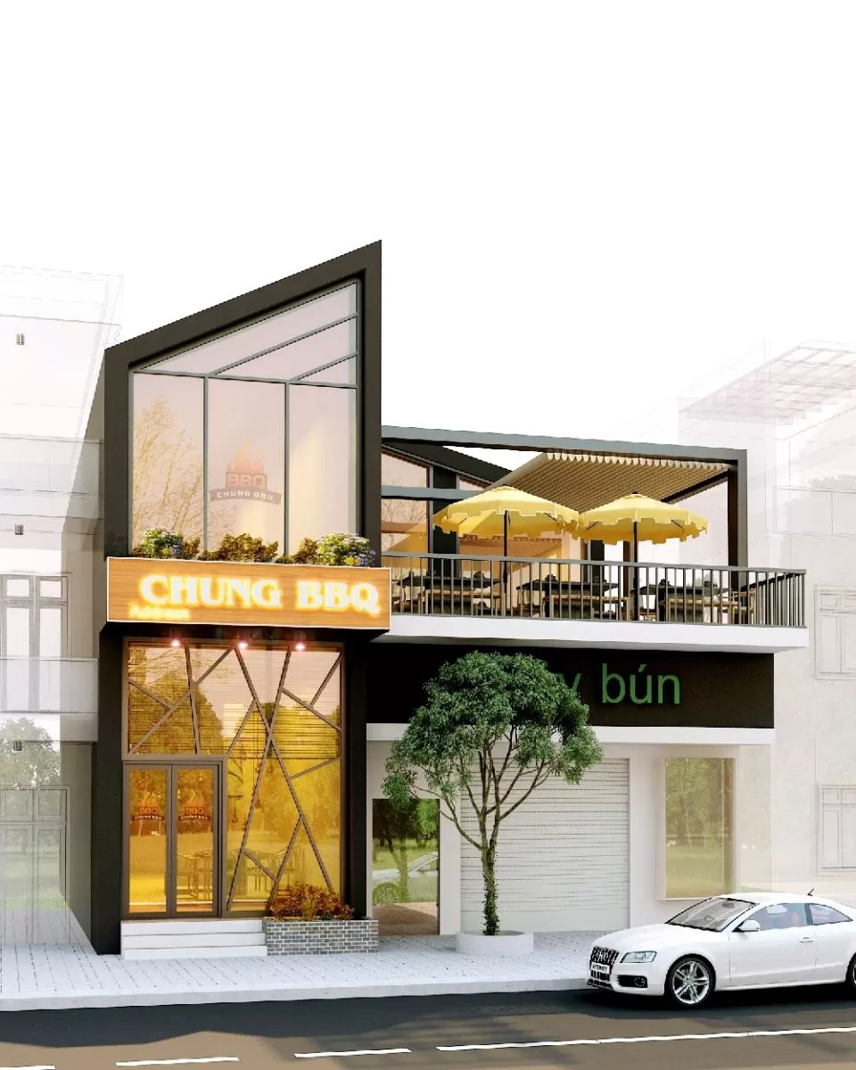 Không gian nhà hàng được tối giản hóa tạo cảm giác rộng rãi và thoáng mát.