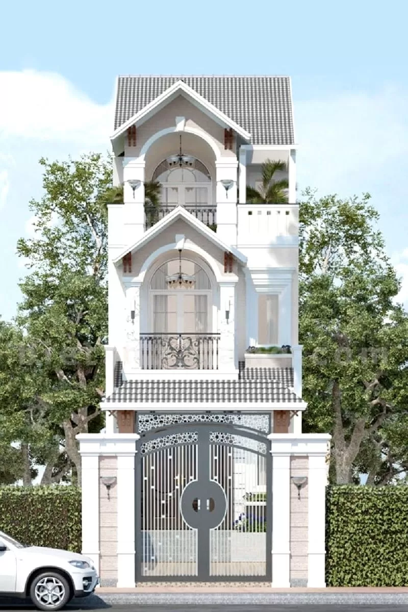 Ngôi nhà có mặt tiền hẹp nhưng vẫn nổi bật