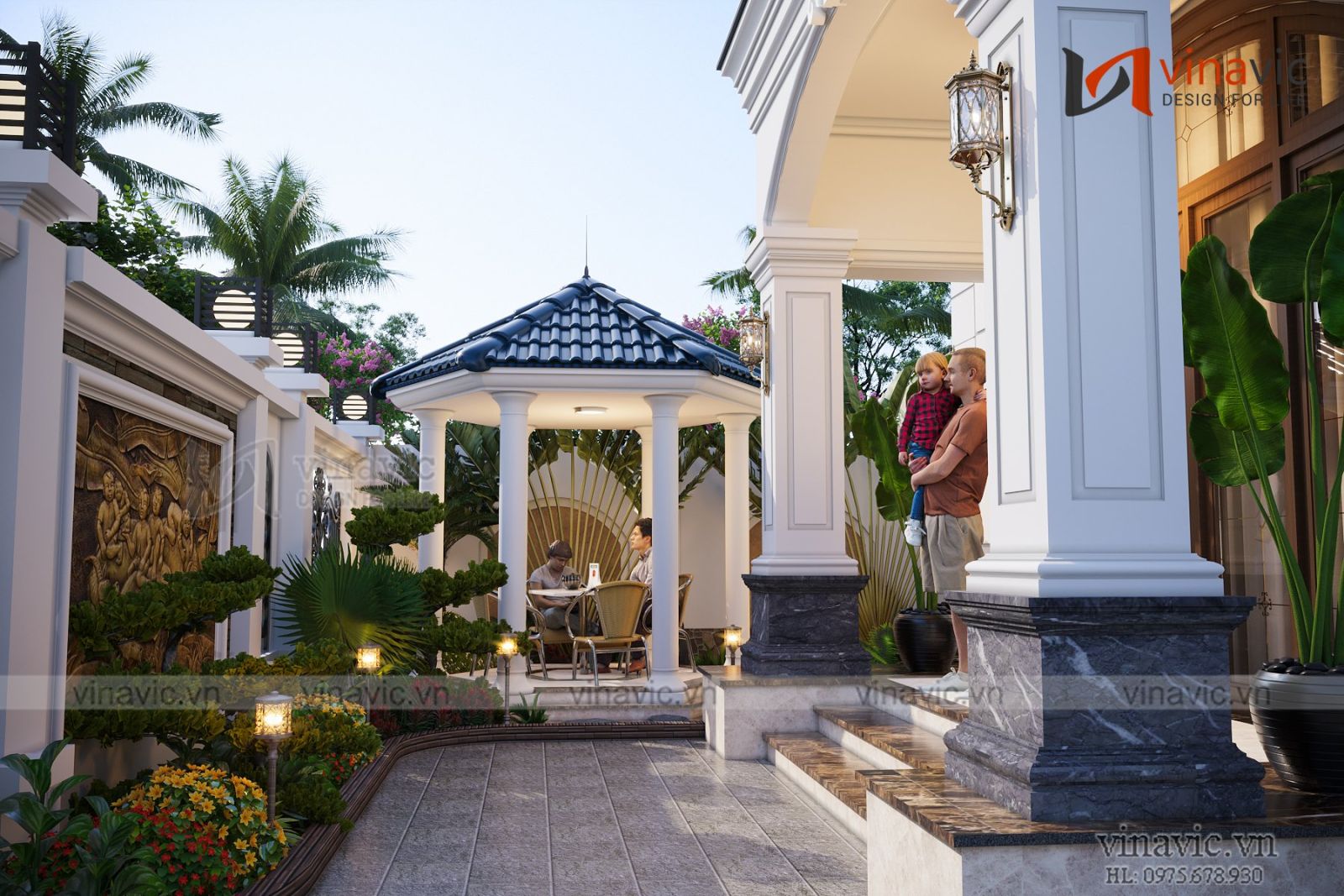 Phối cảnh biệt thự vuông 2 tầng