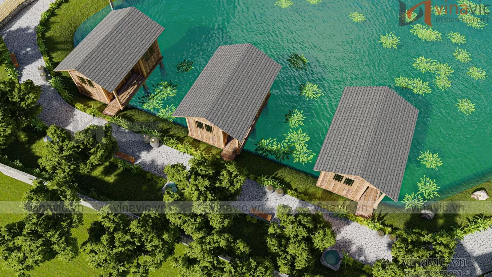 Nhà vườn nghỉ dưỡng mái ngói cho gia đình ở nông thôn.