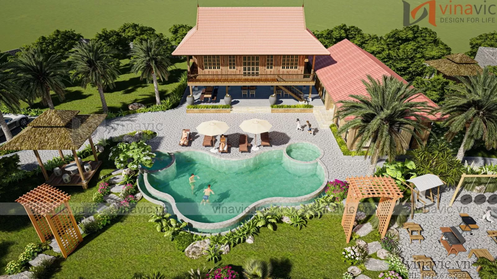 Nhà vườn nghỉ dưỡng cuối tuần với kiến trúc gỗ