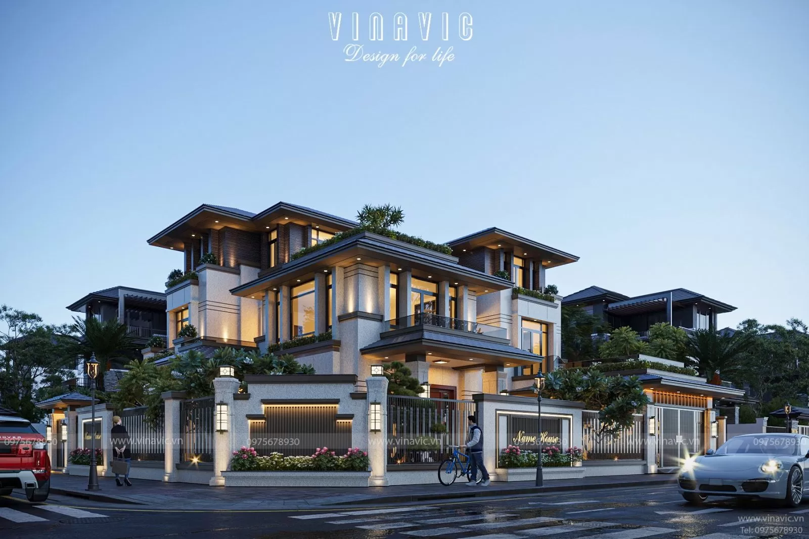 Mẫu biệt thự 3 tầng, 2 Mặt tiền có giá trị 6 tỷ đồng