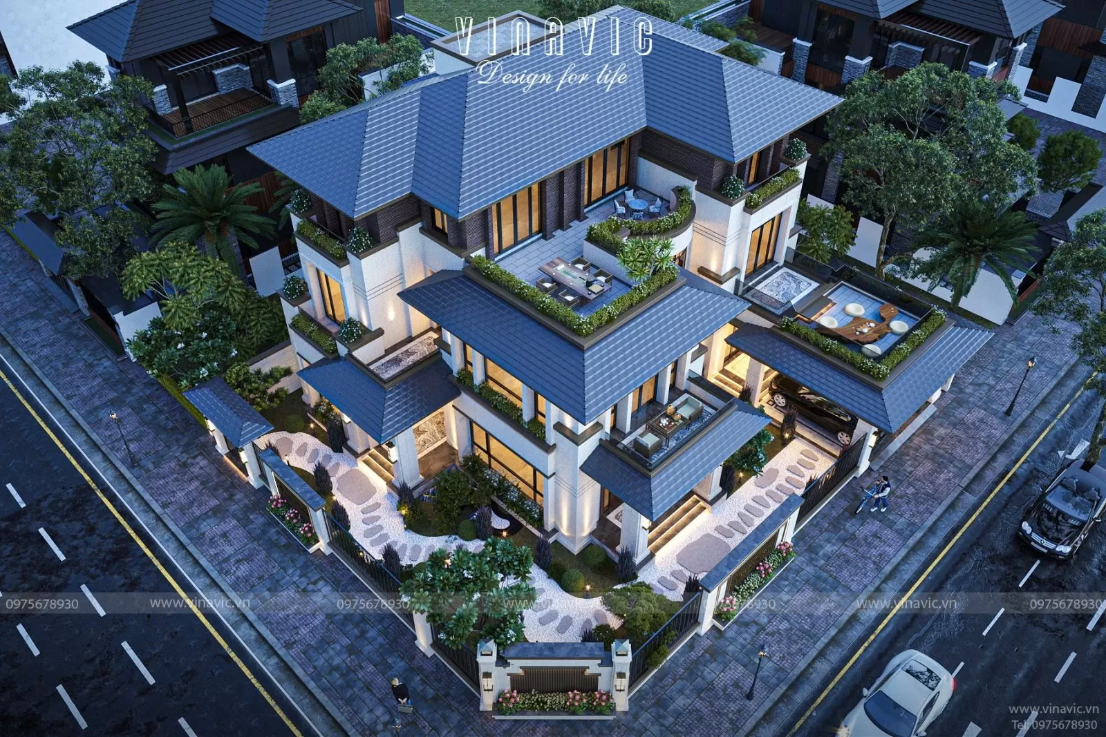 Giải pháp tối ưu công năng cho biệt thự phố 2 mặt tiền.