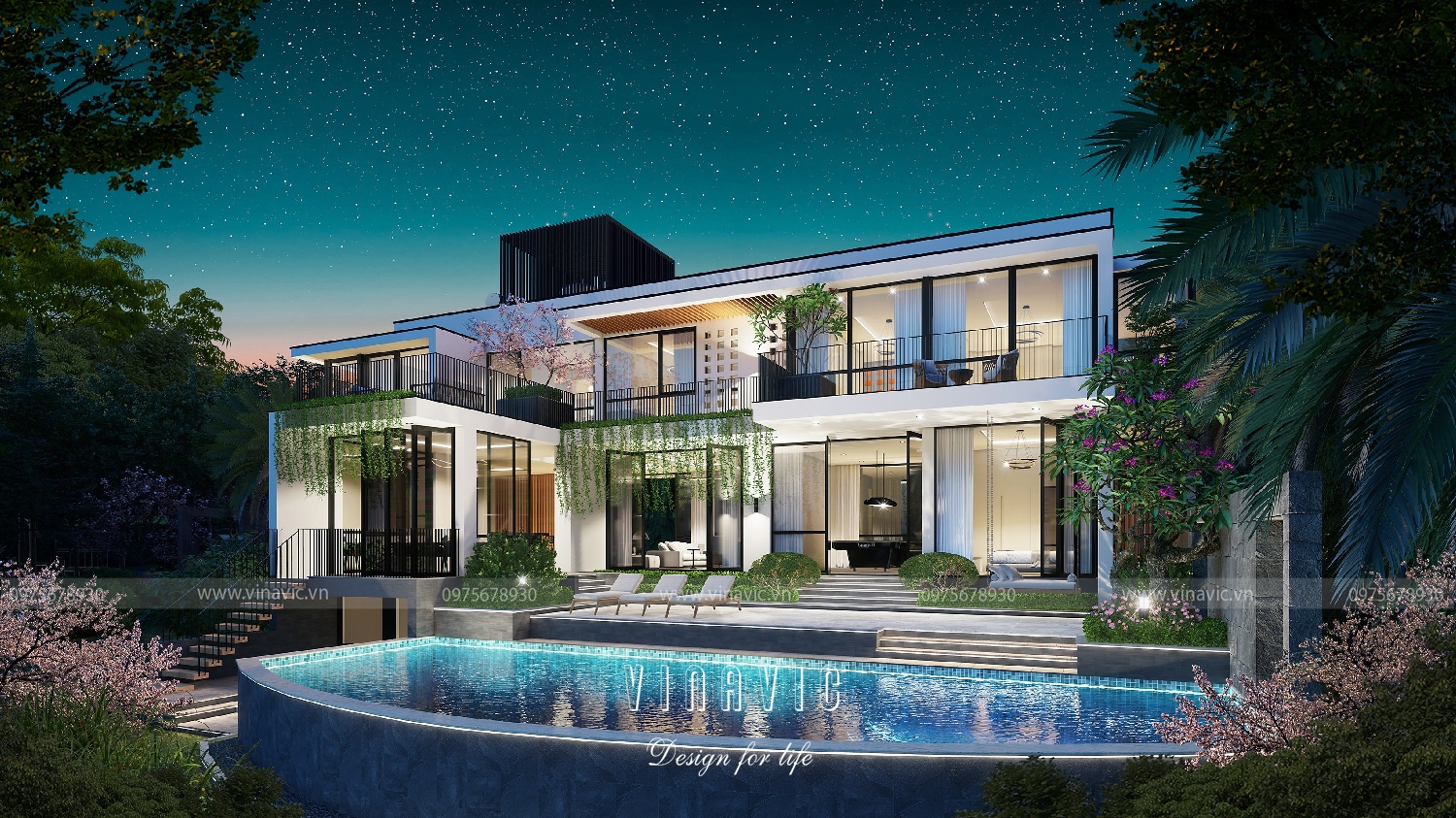 Khu bể bơi thư giãn dưới hệ đèn lộng lẫy