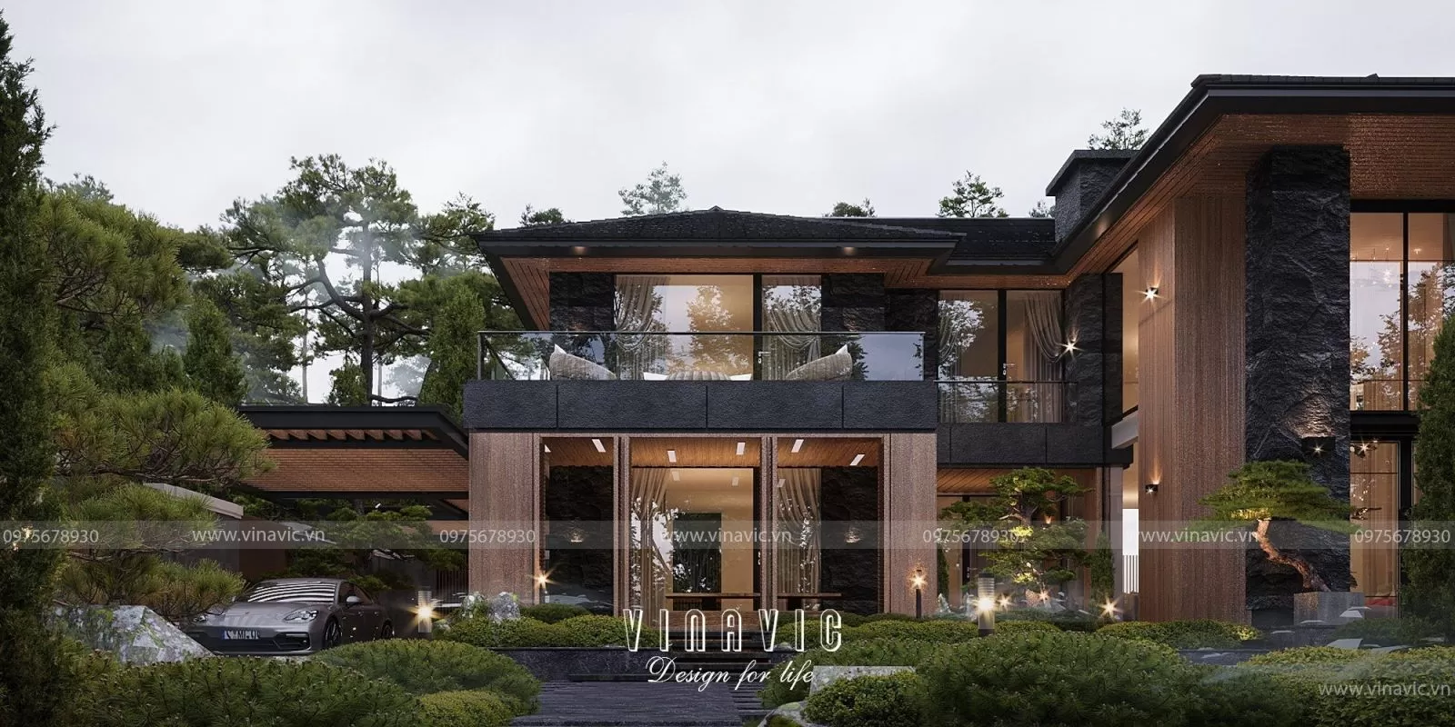 Thiết kế Villa 2 tầng hiện đại 5 phòng ngủ (21x14m) BT2348