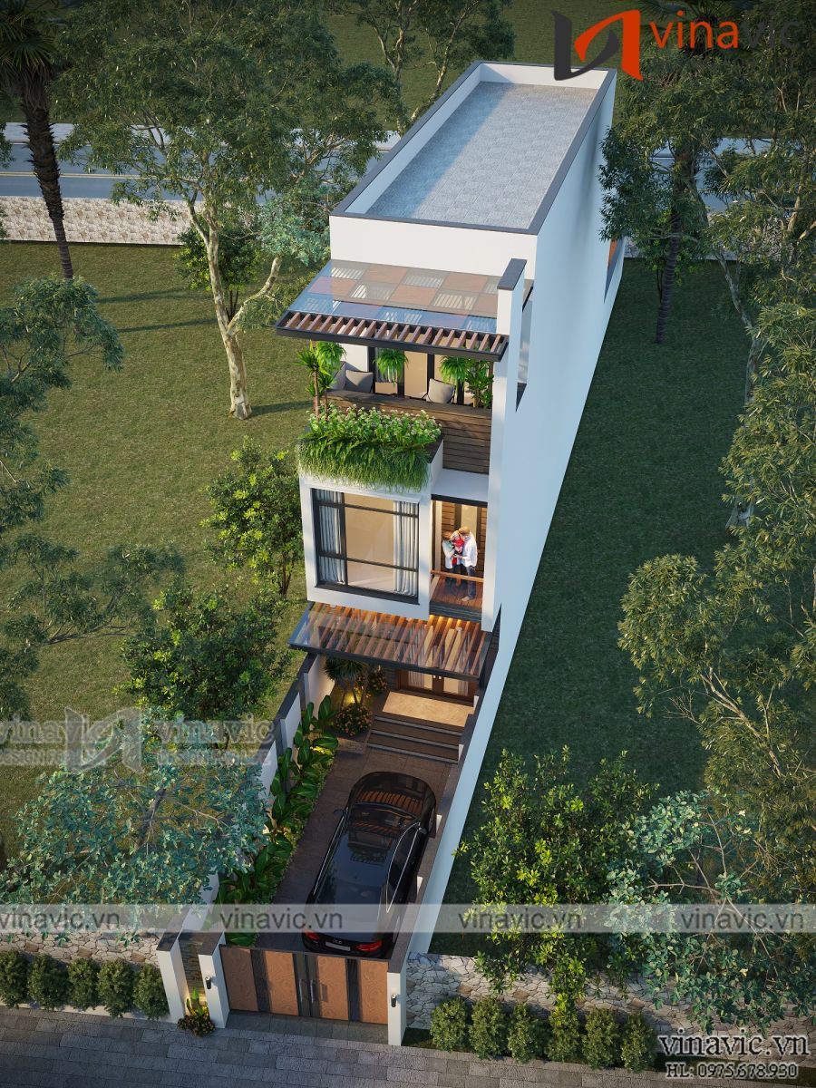 Hệ mái ấn tượng và sân vườn rộng rãi