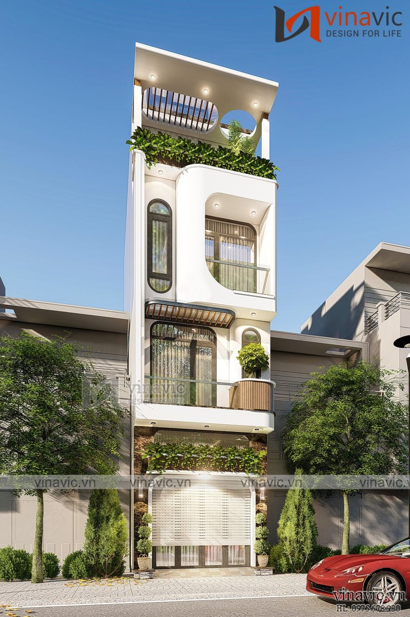 Tầng tum độc đáo của nhà phố mặt tiền 4m