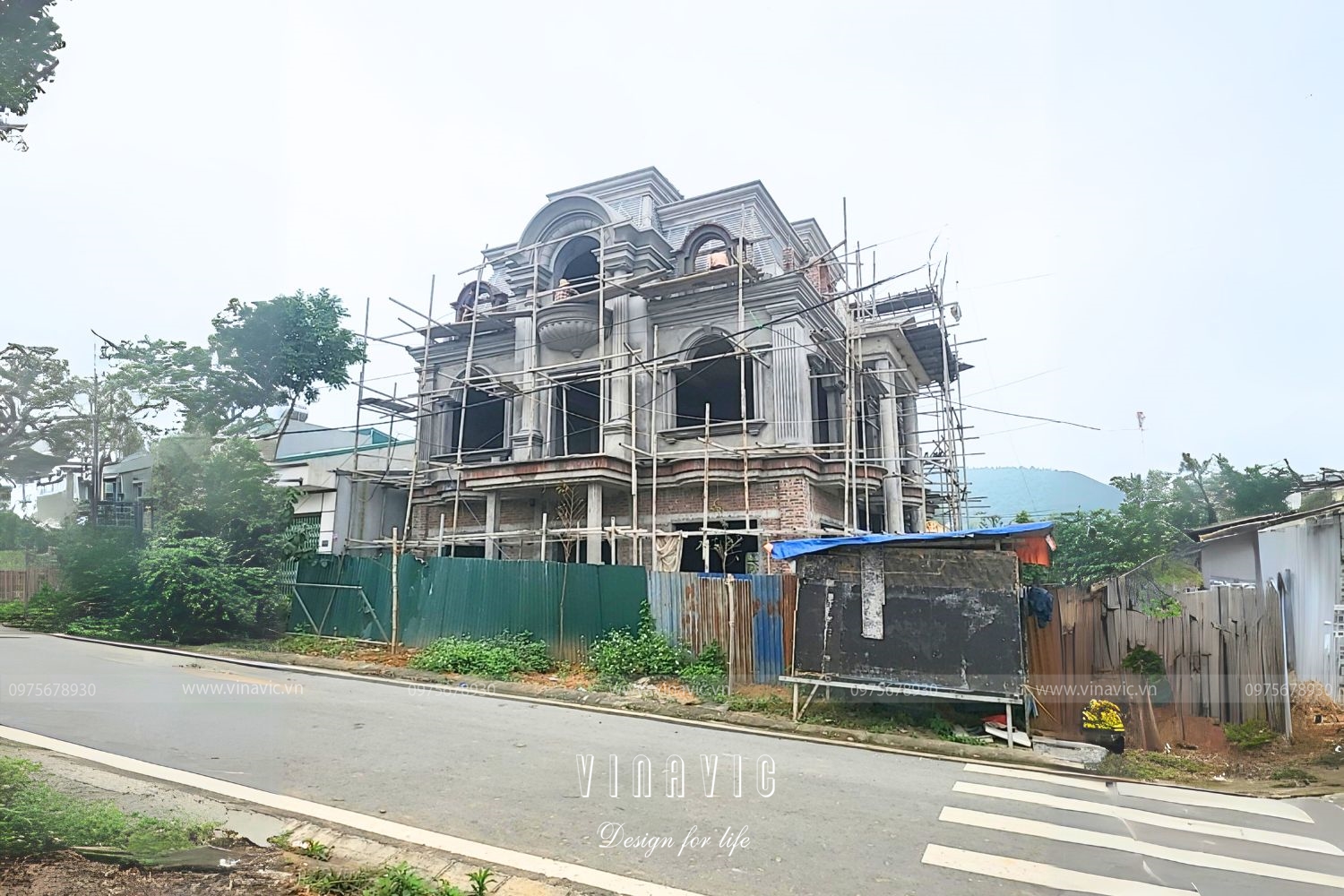 Thi công biệt thự 3 tầng mái mansard