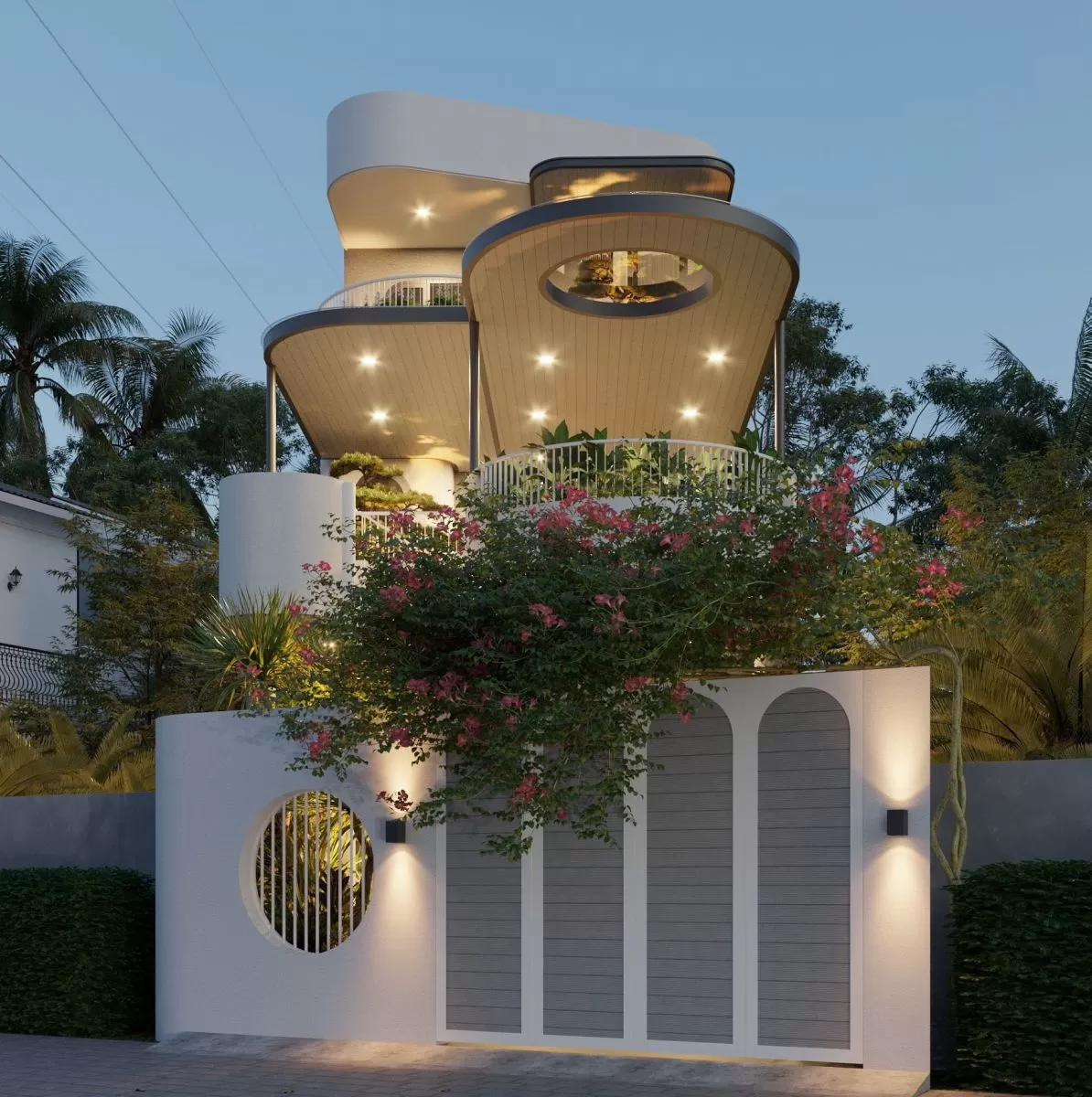 Thiết kế nhà phố đẹp lung linh cùng sân vườn xanh mát