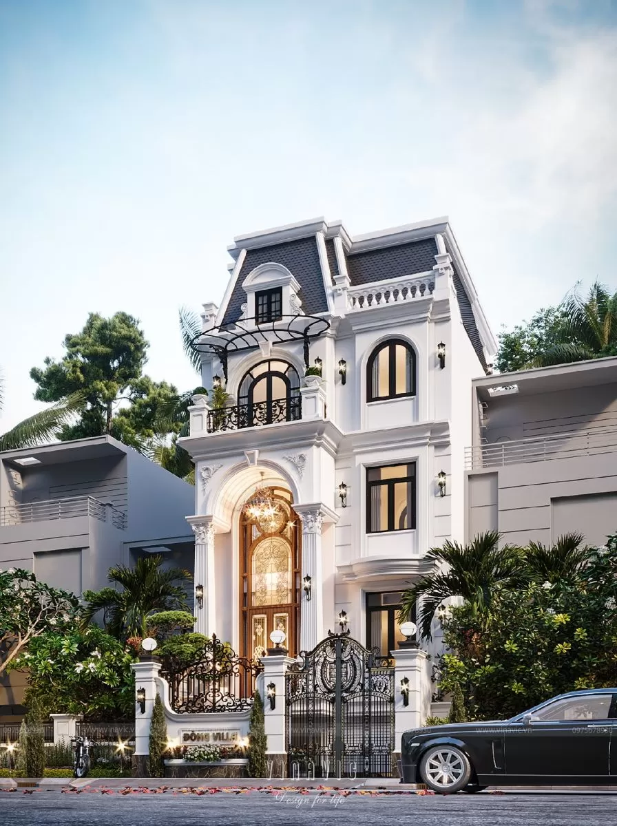 Biệt thự phố tân cổ điển với hẹ mái Mansard đẳng cấp