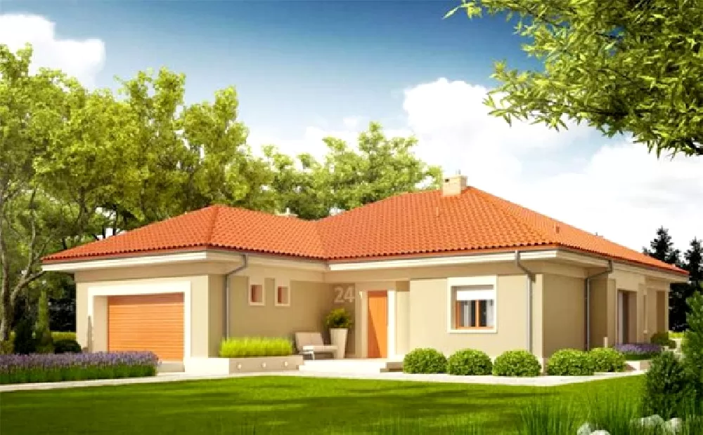 Mái ngói đỏ khiến ngôi nhà thêm nổi bật