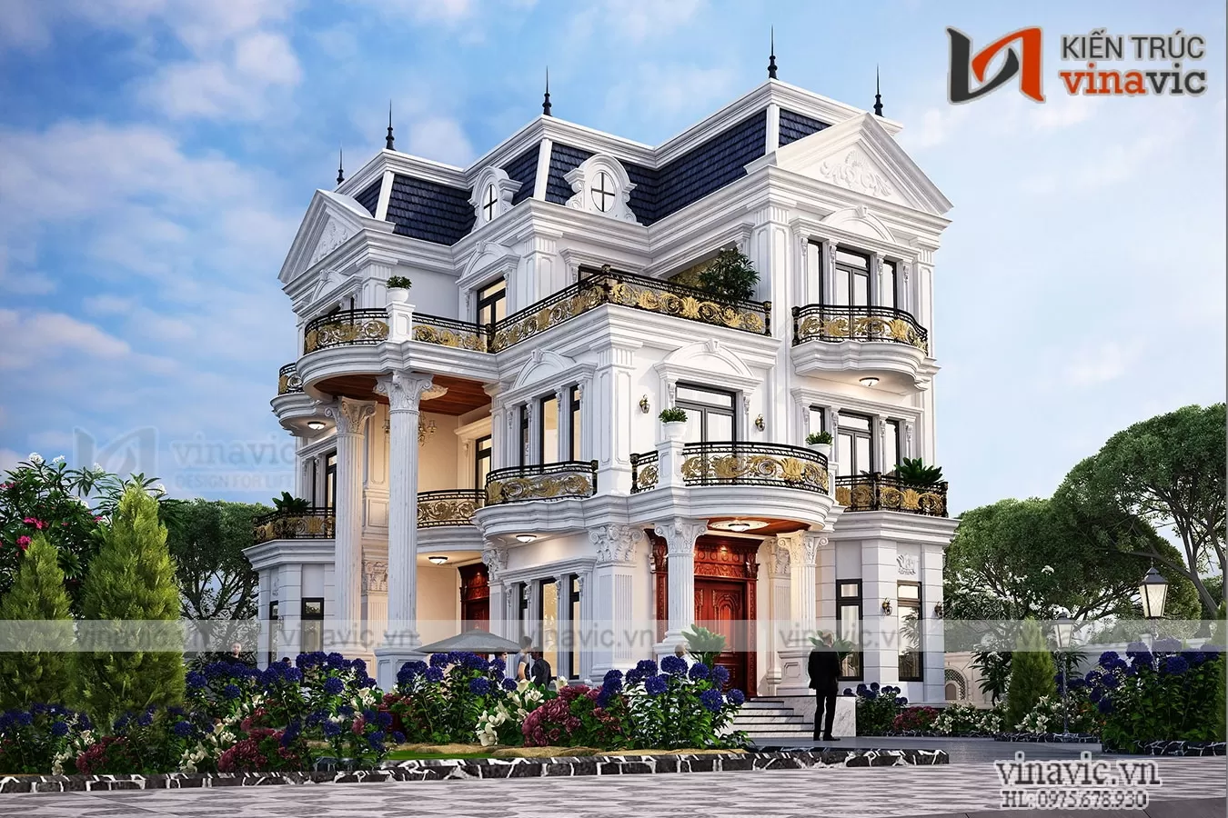 Biệt thự tân cổ điển với 2 mặt tiền và diện tích rộng