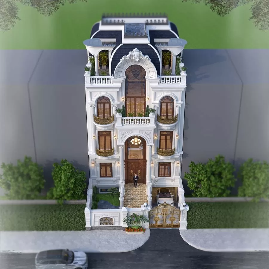 Tiện ích hầm để xe của biệt thự 3 tầng tân cổ điển