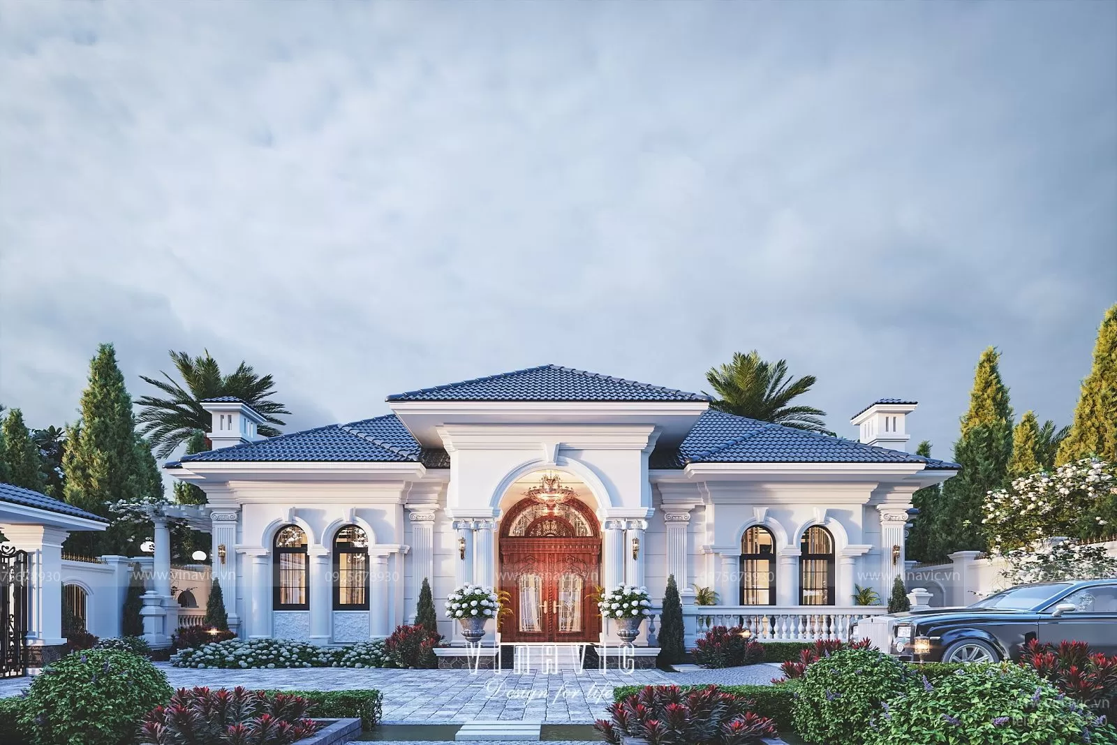 Nhà vuông 1 tầng phong cách tân cổ