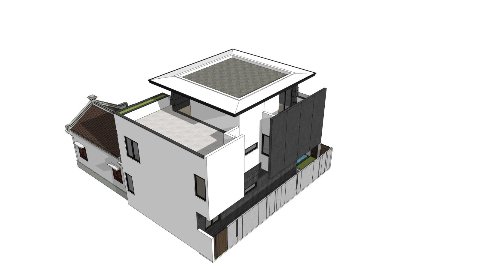 Phối cảnh mặt bằng công năng biệt thự mặt tiền 13m