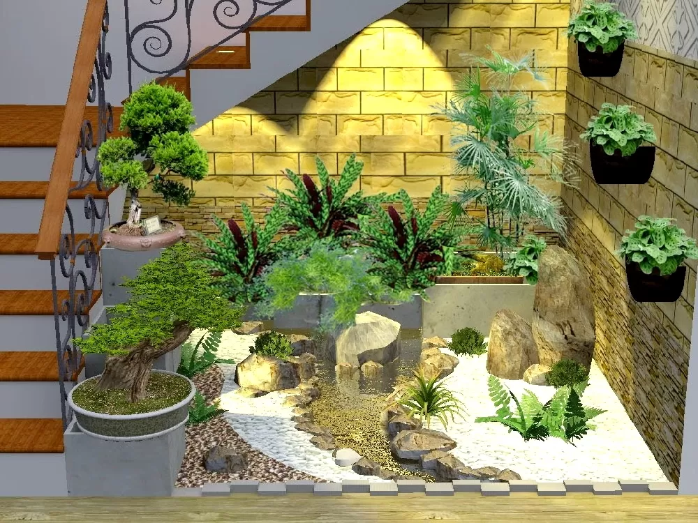 Khu vườn nhỏ ở góc cầu thang