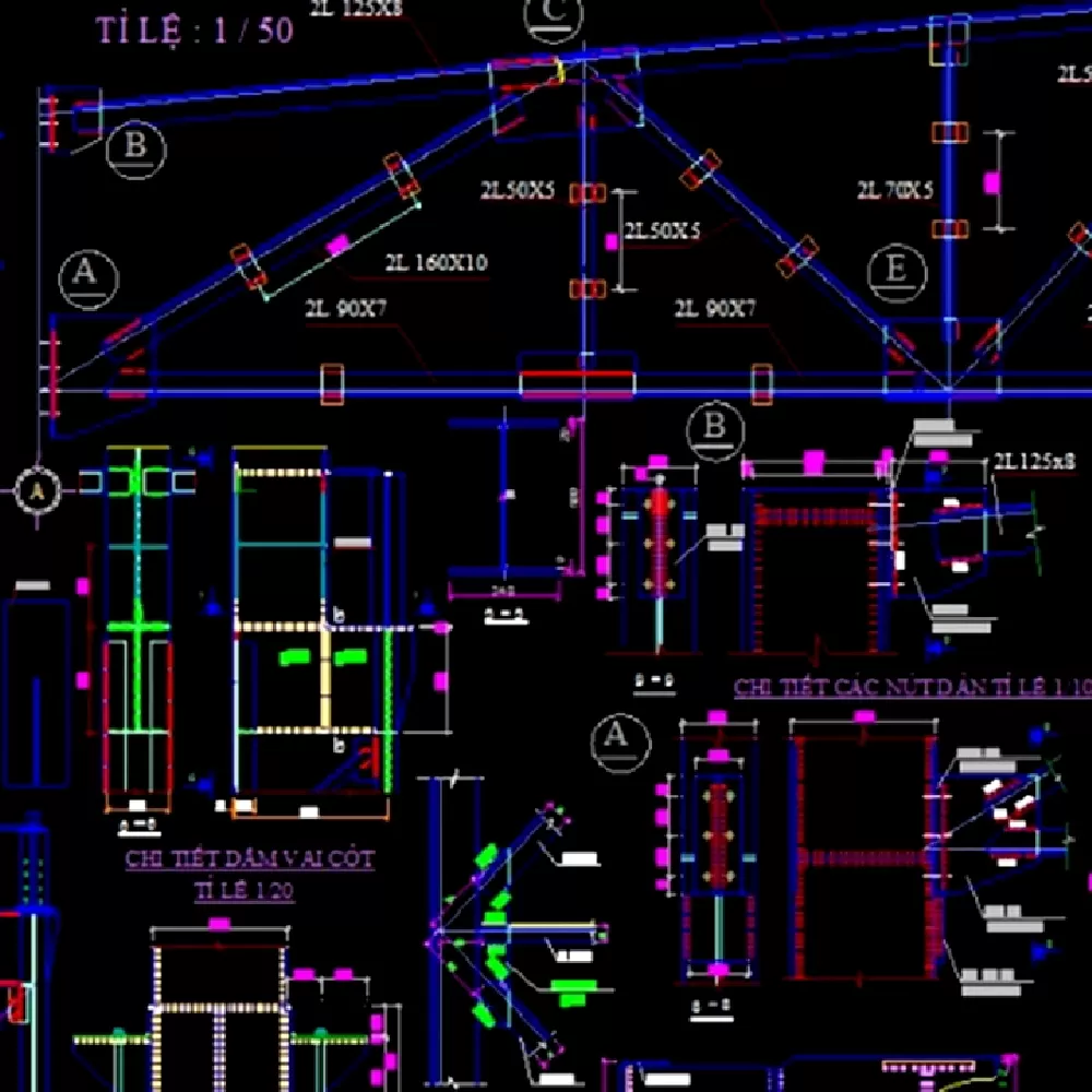 Bản vẽ chi tiết của kết cấu mái thái bê tông cốt thép
