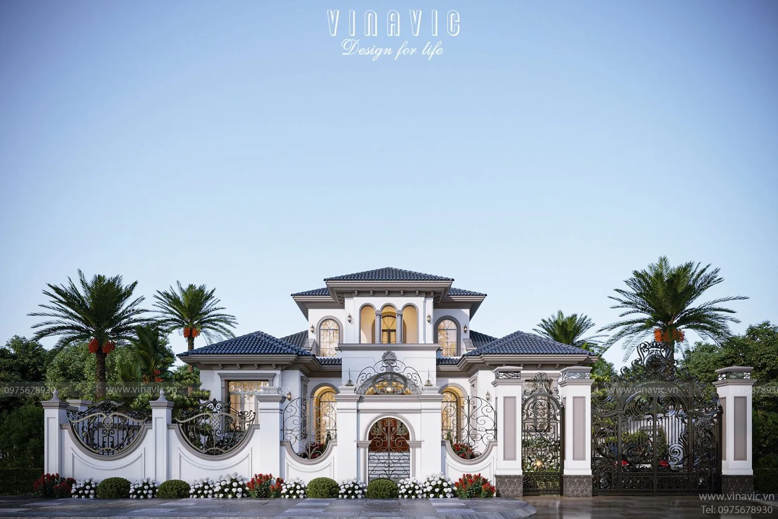 Mẫu biệt thự địa trung hải 1 tầng 1 hầm mặt tiền 15m sâu 30m BT2355