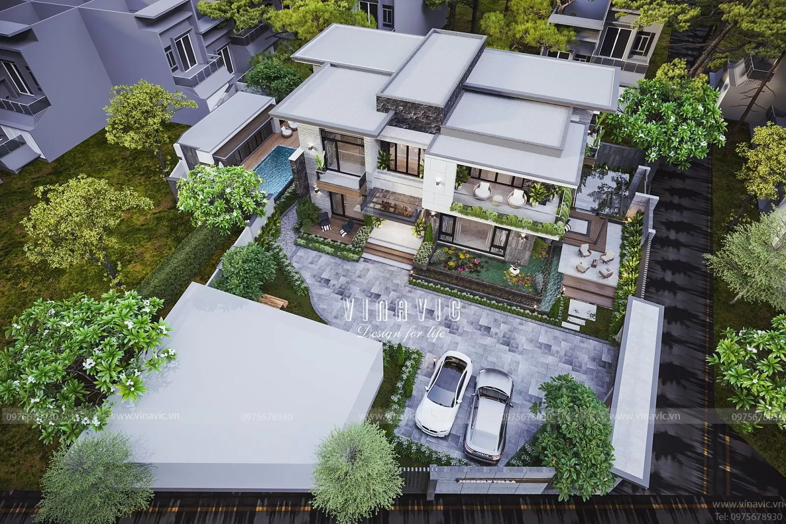 Dự toán chi phí xây dựng biệt thự nhà vườn 2 tầng hiện đại