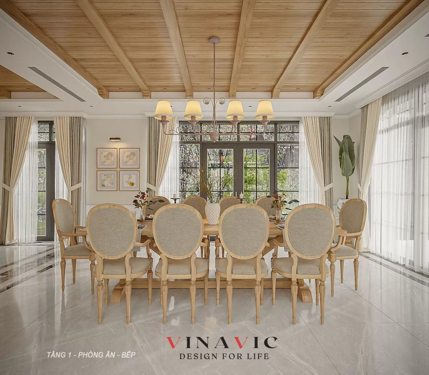 Tông màu trung tính, họa tiết đơn giản sẽ giúp tổng thể phòng bếp hài hòa hơn