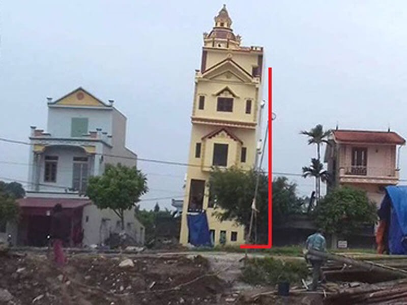 Nhà bị nghiêng, lún chủ yếu do vấn đề địa chất và kết cấu móng không phù hợp