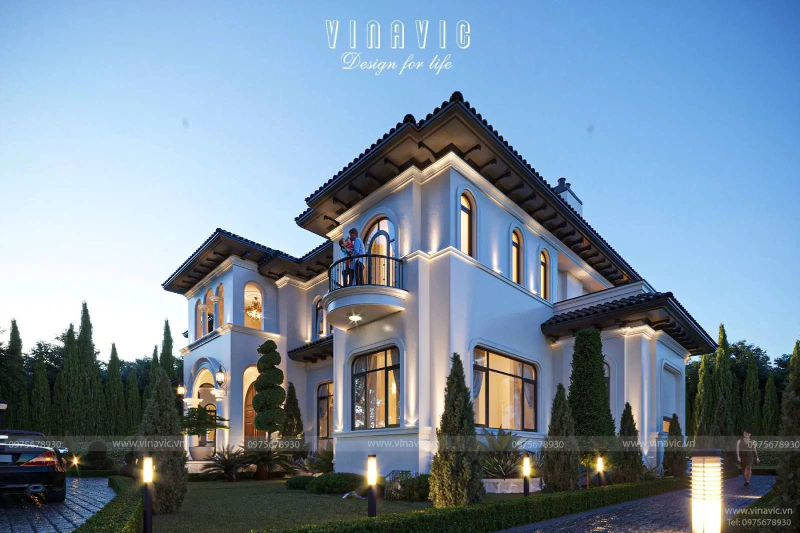 Mẫu biệt thự kiến trúc địa trung hải 2 tầng (21x15m) 315m2 BT2368