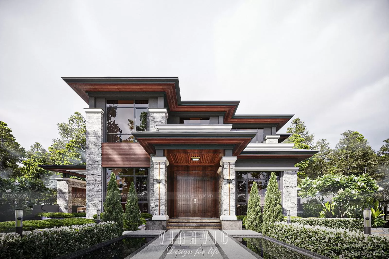 Mẫu biệt thự 2 tầng 120m2 Mái bằng – Tối giản, tiết kiệm, dễ thi công