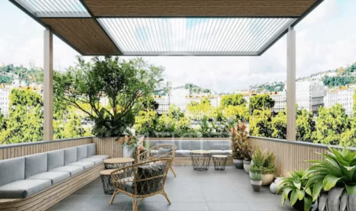 Mái che sân thượng linh hoạt mọi loại thời tiết