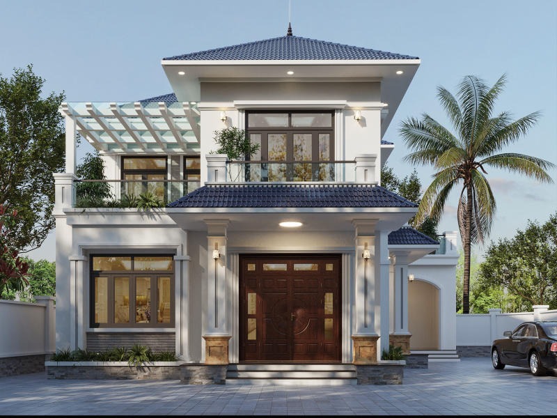 Nhà 2 tầng 4 phòng ngủ 100m2 mái nhật hiện đại với mặt tiền đẹp