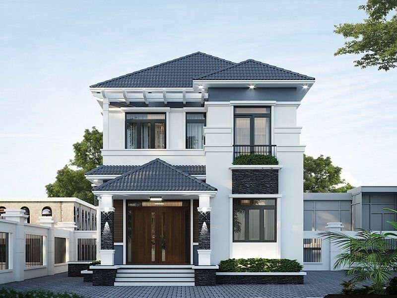 Mẫu nhà 2 tầng 4 phòng ngủ 100m2 hiện đại