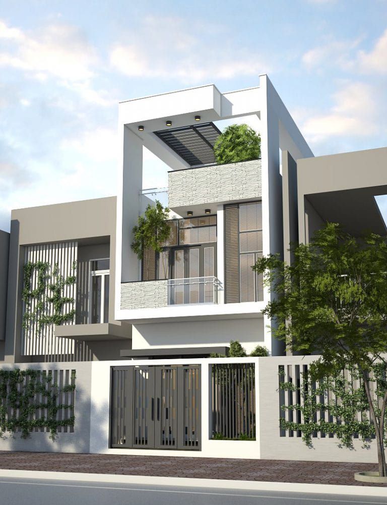 Mẫu nhà ống 2 tầng 4 phòng ngủ 1 phòng thờ