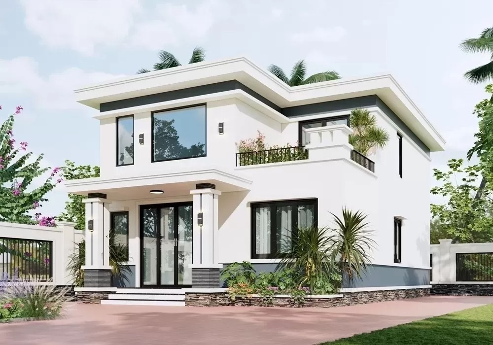 Thiết kế nhà 2 tầng 4 phòng ngủ 100m2 tối ưu diện tích