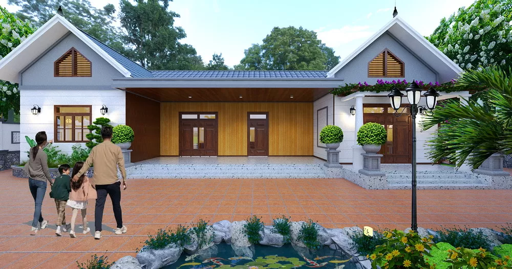 Mẫu nhà chữ U 1 tầng