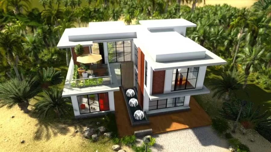 Mẫu nhà chữ U 2 tầng đẹp ngất ngây