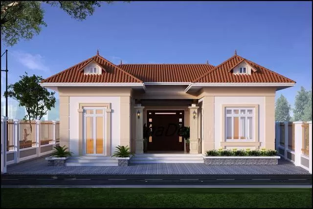 Mẫu nhà chữ U 3 phòng ngủ đẹp, nhã nhặn