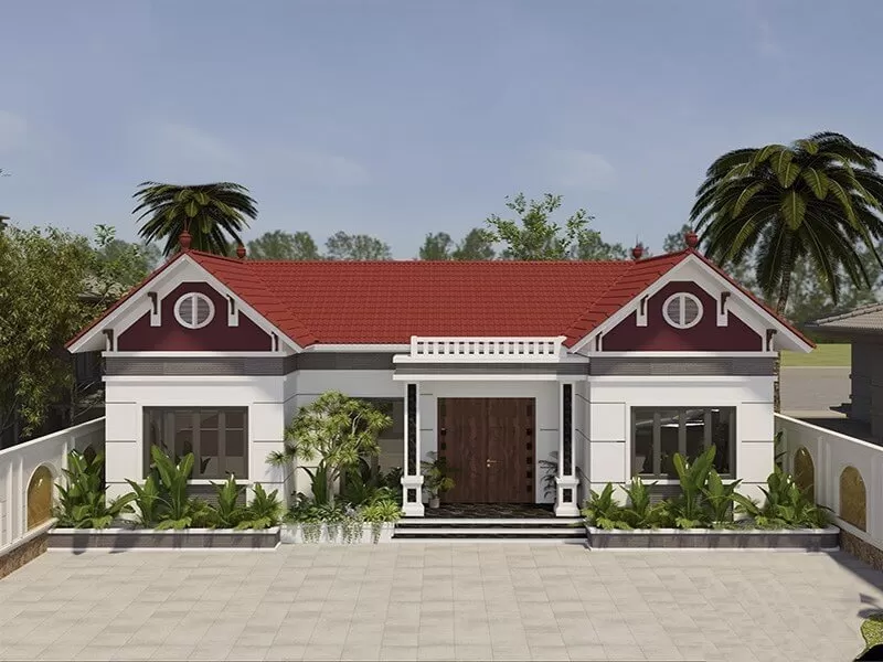 Mẫu nhà chữ U 4 phòng ngủ mái thái hiện đại