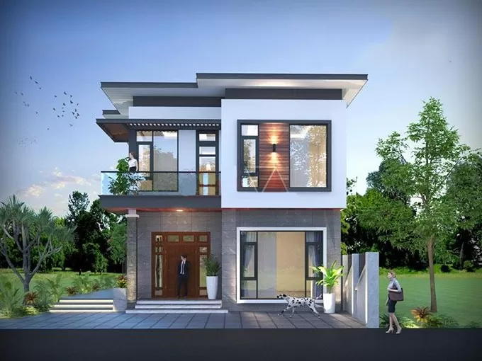 Nhà vuông 2 tầng 100m2 rất cân đối, hài hoà