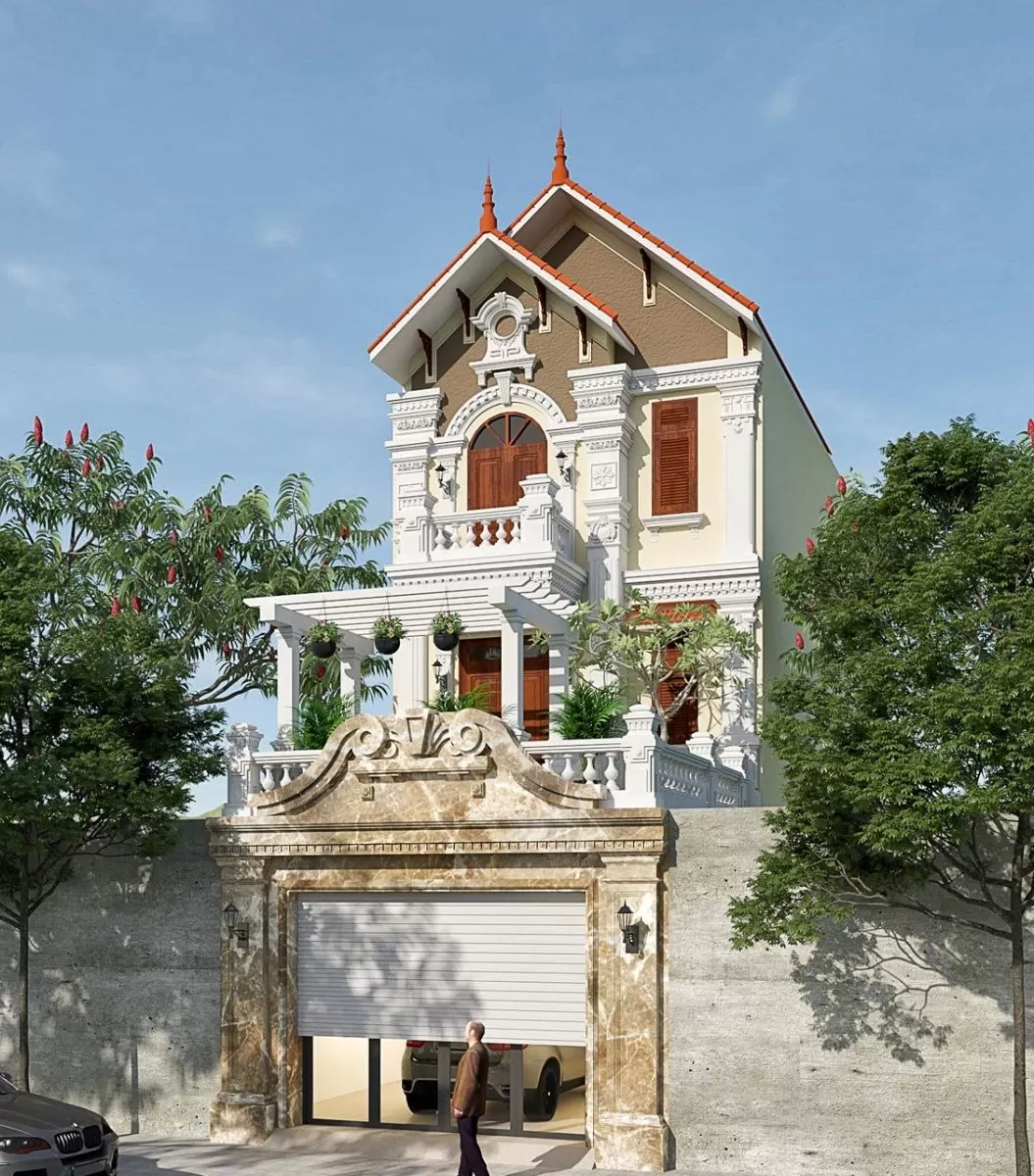 Thiết kế mẫu nhà Tân Cổ Điển 6m dài 17m đồ sộ, nguy nga